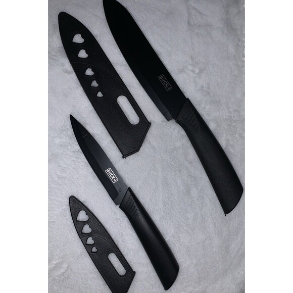 Stainless Steel Fruit Vegetable Knife for Chopping Slicing Dicing 2 Set Black - Picture 5 of 7